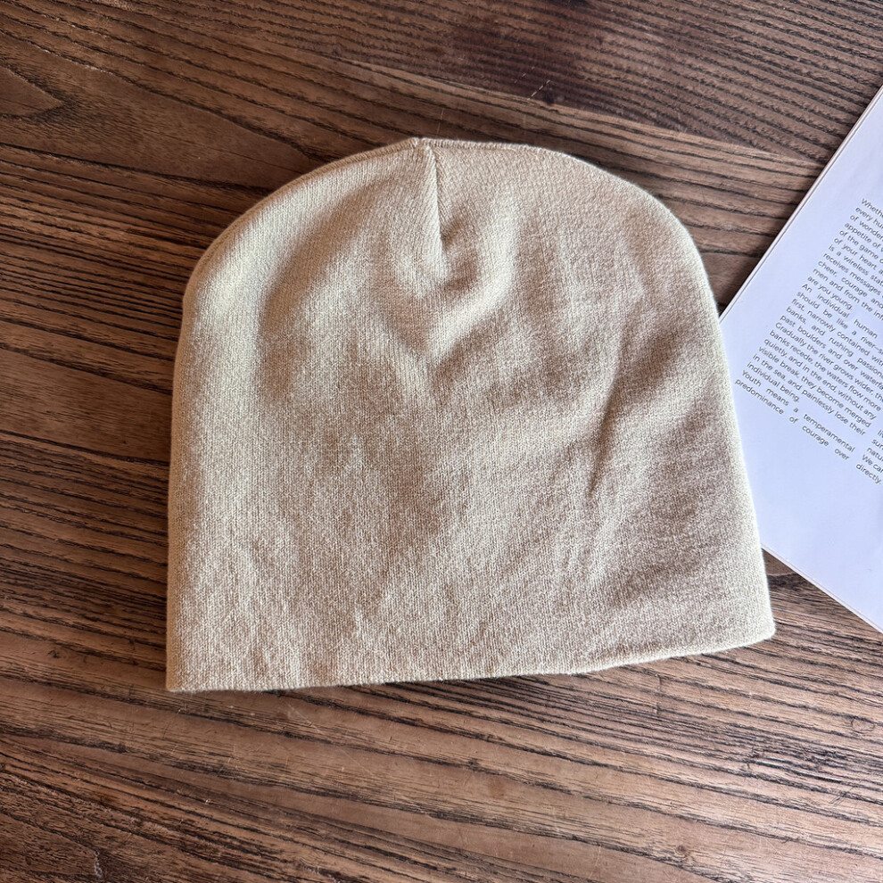 (Beige)Sombrero De Punto De Moda De Color Liso Para Pareja Sombrero CáLido Para Actividades Al Aire Libre Invierno-image
