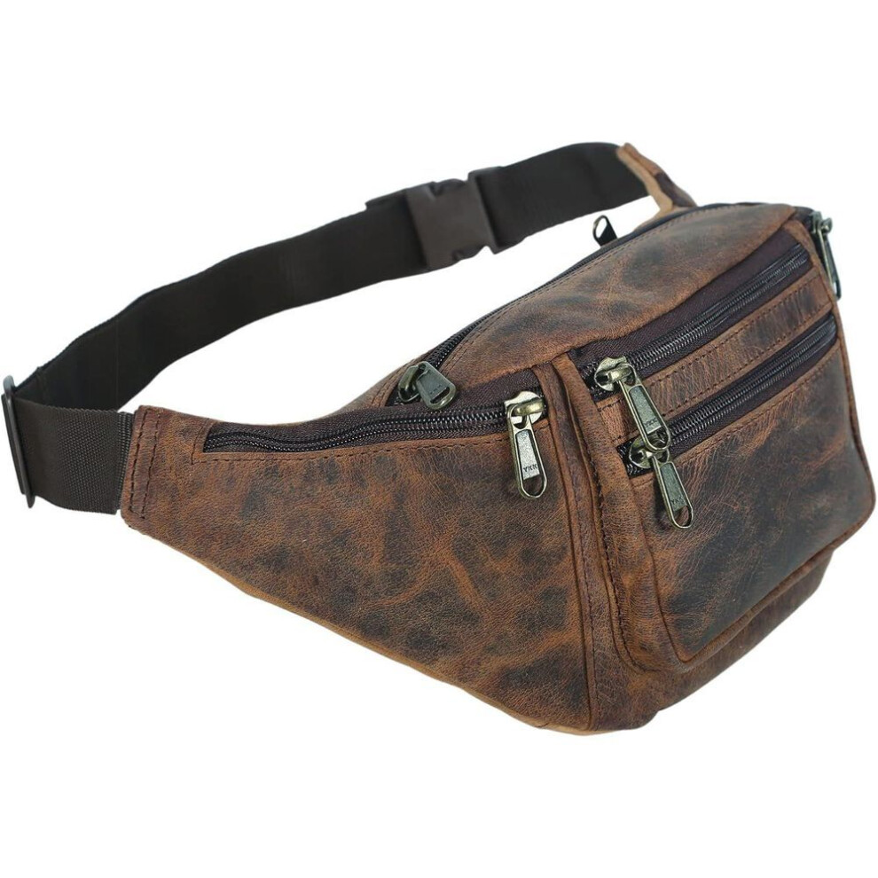 New Premium Buffalo Leather Fanny Pack Waist Multifunction Hip Bum Bag Travel Pouch For Women And Men