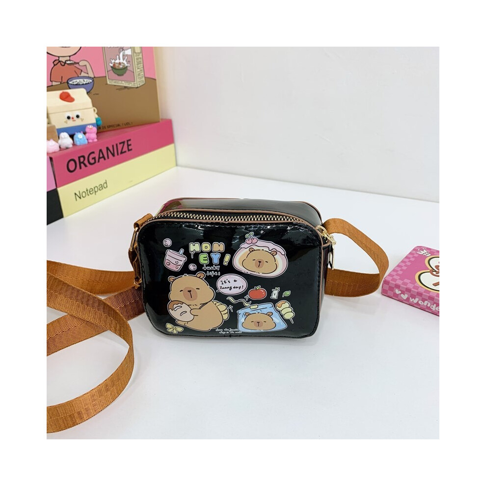 (Black Capybara)Bolso De Hombro Cartera Pu Animal De Peluche Estampados Capibara NiñAs Para NiñOs Preescolares-image