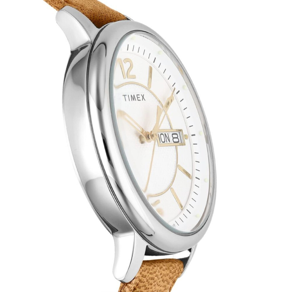 Watch Timex Chicago Day Date Chicago White Dial Brass Mineral Glass Quartz Japanese Movement 45mm America America Watch Tw2v28900 Brown [timex] Men's