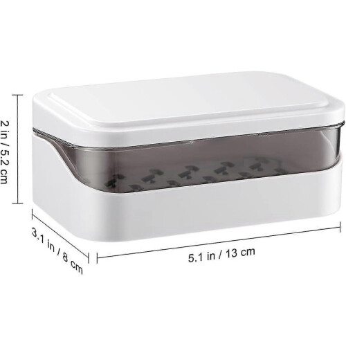 (As show, One size) 1Pc Soap Box with Removable Drainer and Lid, Plastic Soap Case Holder, 2 Layers Rectangular Soap Dish Container (White) 1
