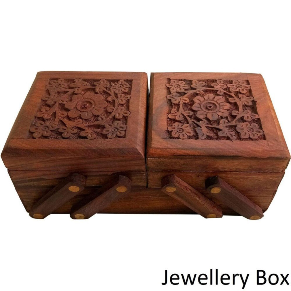 Handicraft Jewellery Box 5 Vanity Box  (brown)