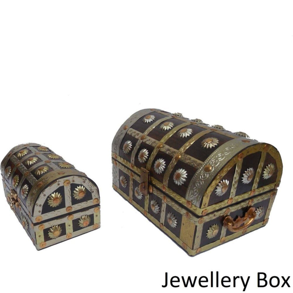 Handicraft Antique Look Wooden Hand Made Set Jewellery Vanity Box  (black)