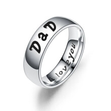 (to DAD, 11) Stainless Steel Family Ring Engraved Dad Mom Daughter Son I Love You Ring Band