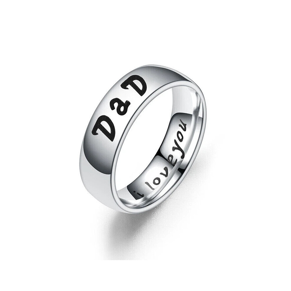 (to DAD, 11) Stainless Steel Family Ring Engraved Dad Mom Daughter Son I Love You Ring Band