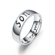 (to SON, 8) Stainless Steel Family Ring Engraved Dad Mom Daughter Son I Love You Ring Band