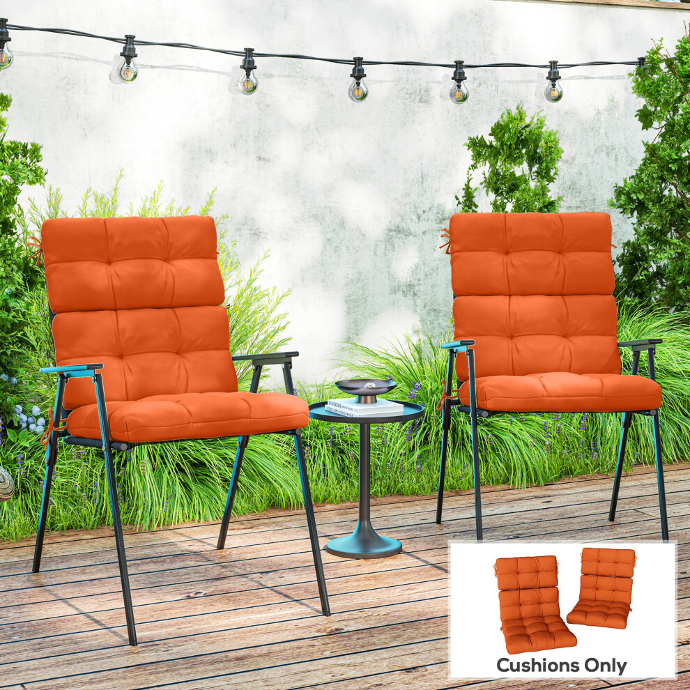 Outsunny 2Pc Outdoor Seat Cushion With Backrest, Ties, For Garden, Orange