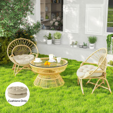 Outsunny Outdoor Seat Cushions Set of 2, Tufted Round Chair Pads, Beige