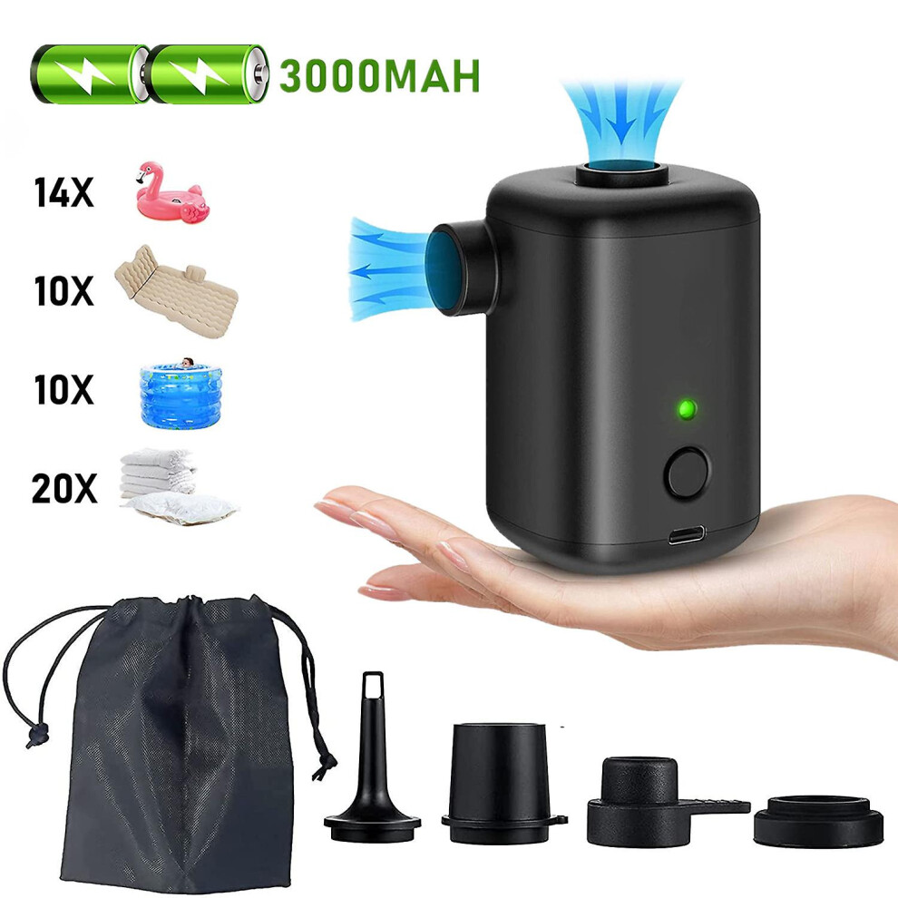 (As show, One size) Electric Air Pump, Electric Inflation And Deflation Pump With 4 Nozzles, Mini Electric Inflator Pump With 3000mah Rechargeable Bat