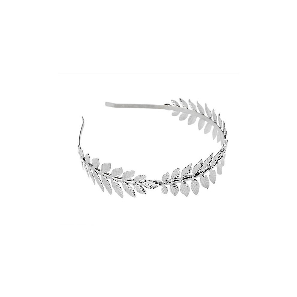 (As show, One size) Fashion Leaf Hair Band Headband Bridal Headpiece Hair Accessories Amazon Gold Leaf Hair Band Leaf Headpiece (silver)