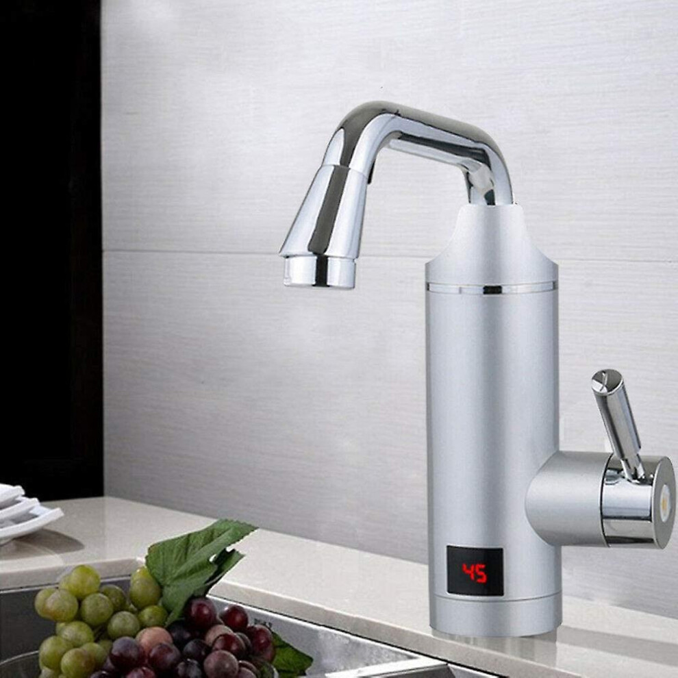 (As show, One size) Electric Faucet Instant Water Heater Led Temperature Display 3kw 360 Swivel 30-60c Ipx4 For Bathroom Kitchen Sink