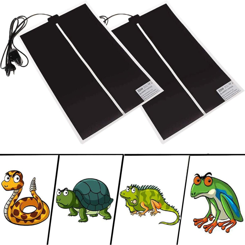 (As show, One size) 2pcs Adjustable Temperature Heating Mat (20w) With Temperature Setting Heating Mat For Reptiles Snakes,turtles,geckos,leopards,liz