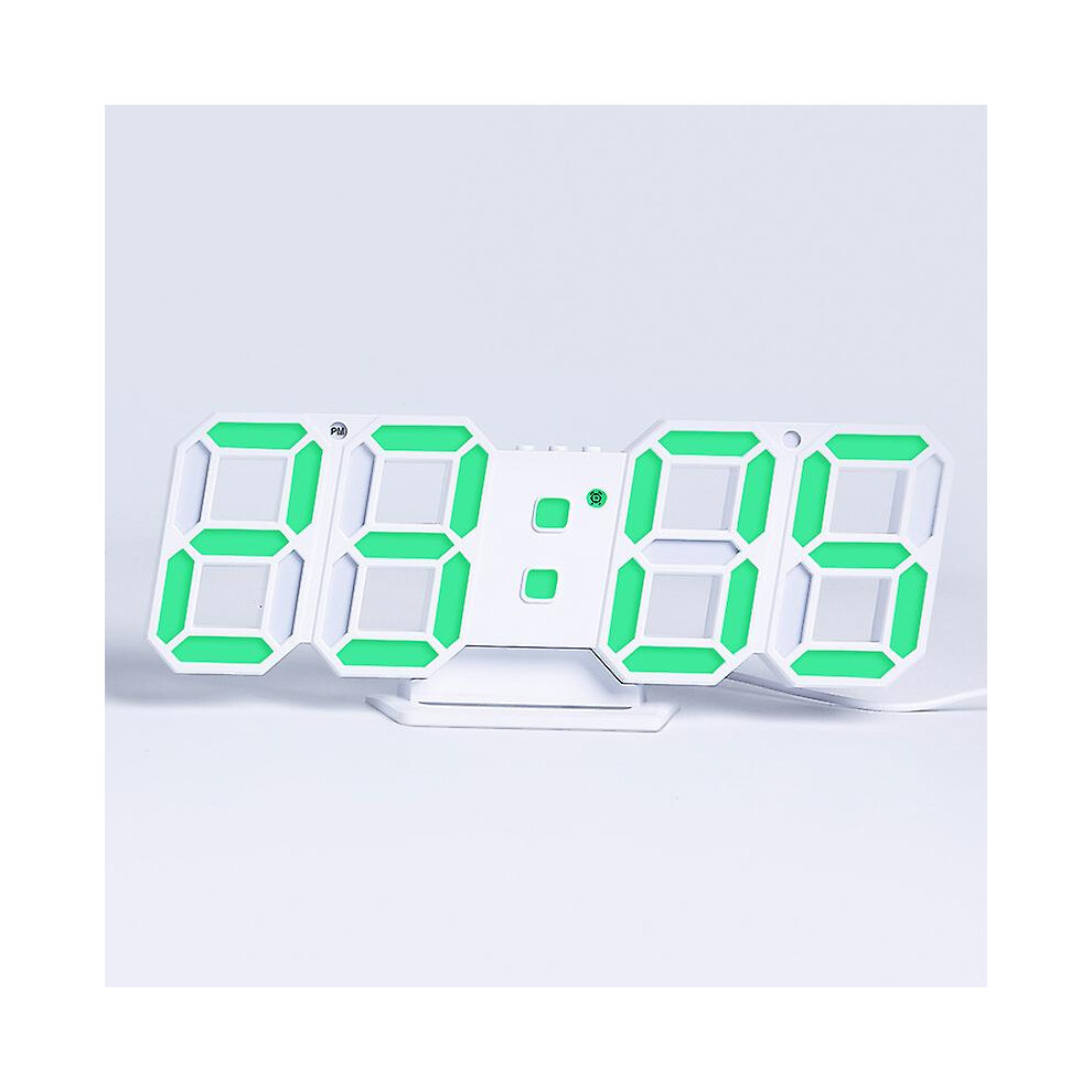 (As show, One size) 3d Digital Alarm Clock, Led Digital Clock On The Wall With 3 Automatically Adjusted Brightness Levels, Led Electronic Clock With Snooze Function (gree