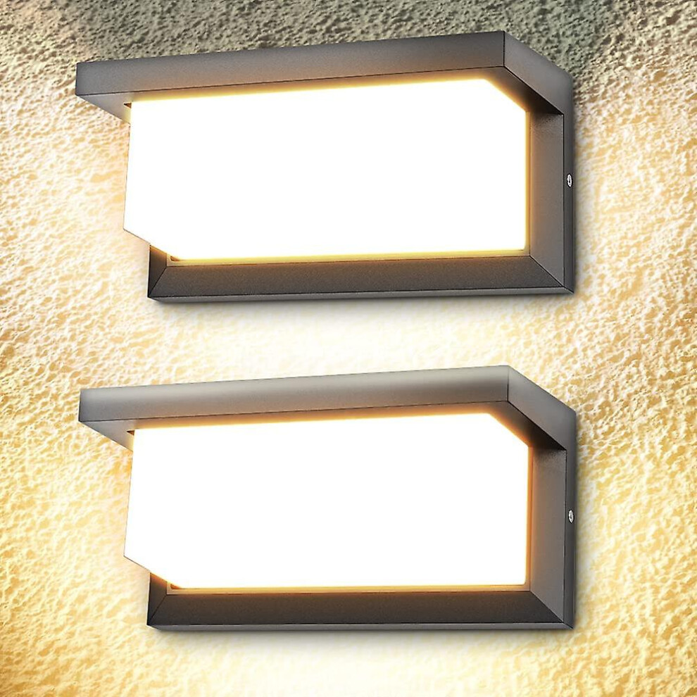 (As Show, One Size) 2Pcs 18W Led Outdoor Wall Modern Waterproof Outdoor Sconce 3000K Warm Led Lamp Sconce Ip65 Waterproof, Courtyard Villa Light/White