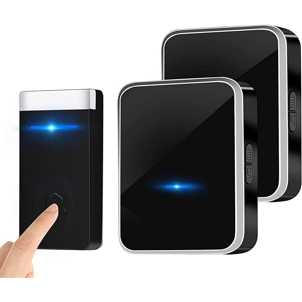(As show, One size) [no Batteries Needed] Wireless Doorbell, Waterproof Door Bell Electronic Chime Kit With 2 Plug-in Receivers, 150m Range, 45 Melodies At 4 Volume Level