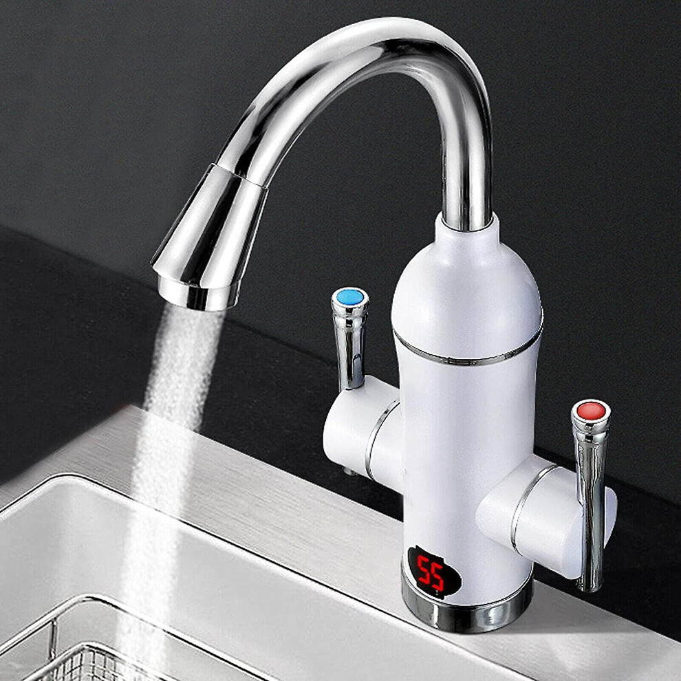 (As show, One size) Bottom Entry Electric Faucet, 3000w Instant Kitchen Water Heater With Temperature Display, 360 Rotating Faucet
