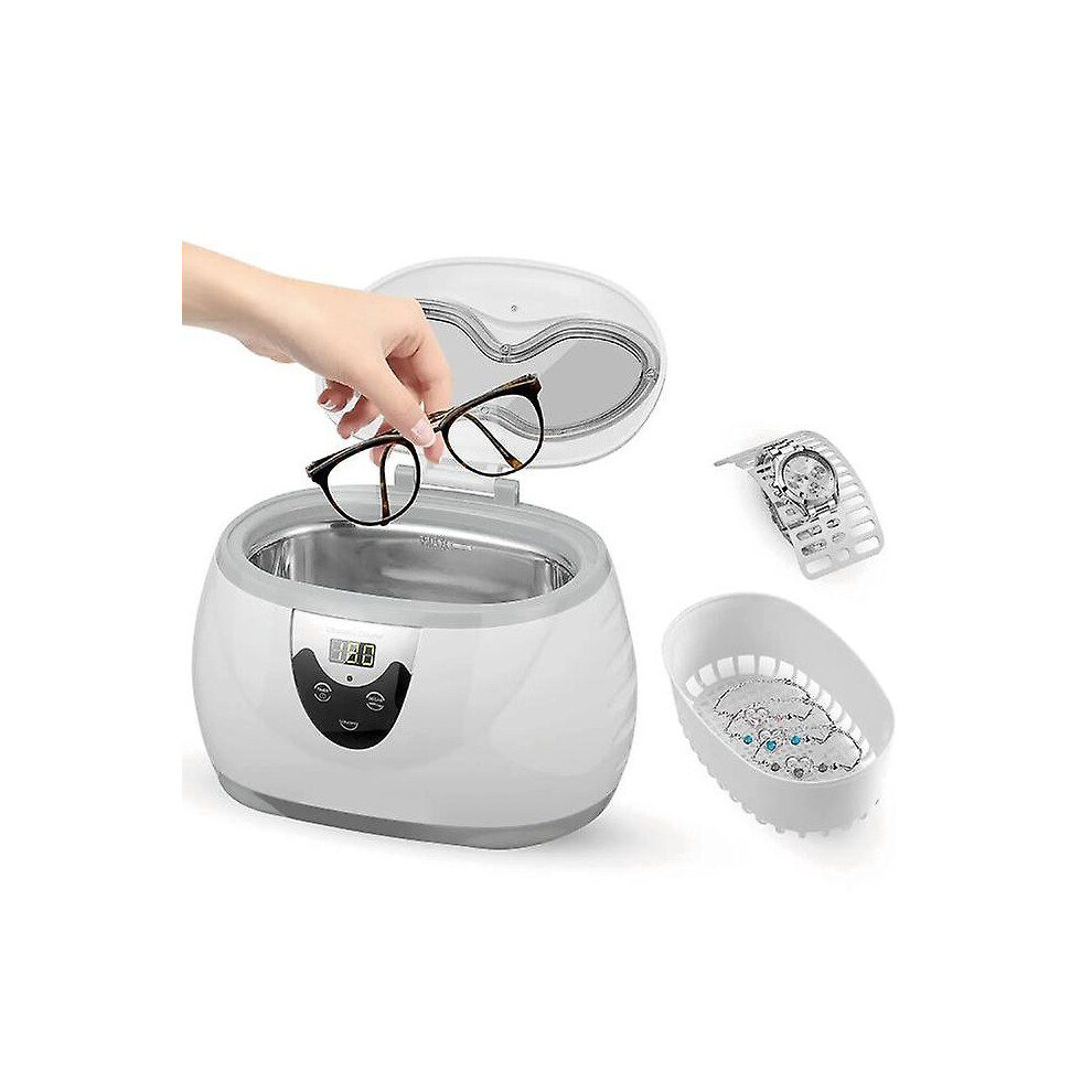 (As show, One size) Household Ultrasonic Cleaner 600ml, Easy Operation 5 Circles Jewelry, Glasses, Watch Ultrasonic Cleaner For Home Hospital Laboratory - Capacity: 200ml