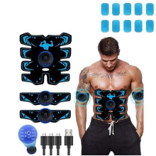 Stimulateur musculaire - EMS - Ceinture abdominale - 8 modes - 15 intensités - Blanc