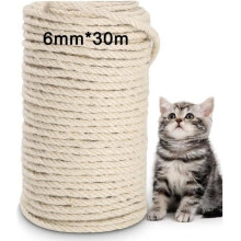 Corde en sisal naturel 6 mm 50 m pour arbre à chat. Idéale pour remplacer les poteaux d'arbre pour l'artisanat, la saison