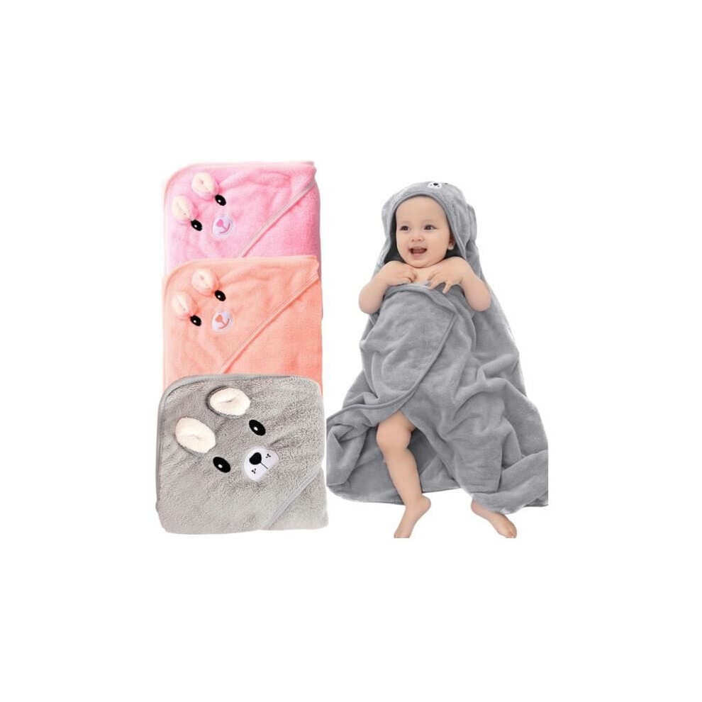 Serviette de bain pour bébé, 3 pièces, cape de bain à capuche, serviette de bain à capuche pour bébé, cape de bain pour bébé 80 x 80 cm