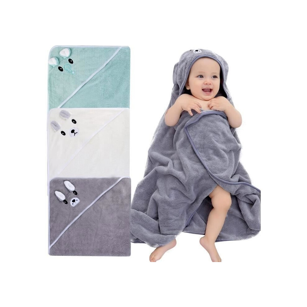 Serviette de bain pour bébé, bonnet de bain à capuche, lot de 3 serviettes de bain pour bébé de 80 x 80 cm pour le bain de bébé de 0 à 3 ans