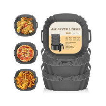 Lot de 3 moules en silicone pour friteuse à air, réutilisables, papier sulfurisé en silicone, sans huile