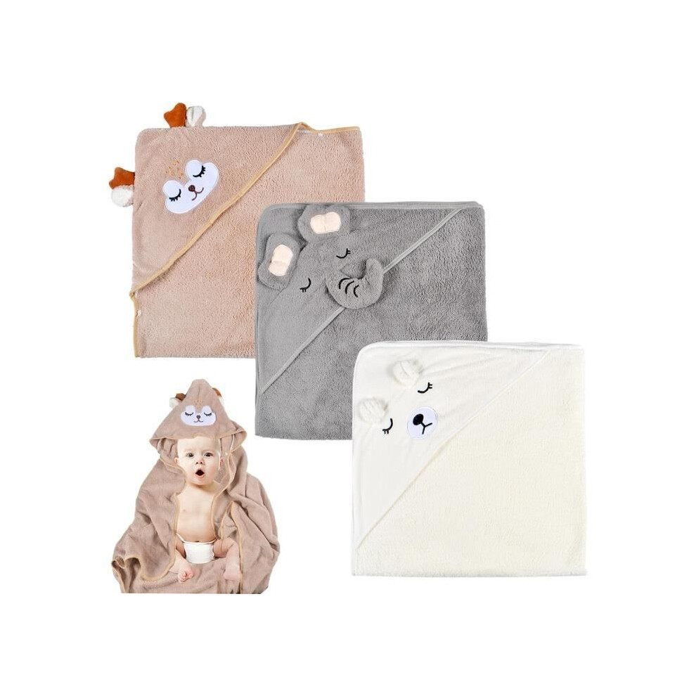 Serviette de bain à capuche pour bébé, 3 pièces, cape de bain pour bébé, serviette à capuche en bambou, serviette de bain super absorbante