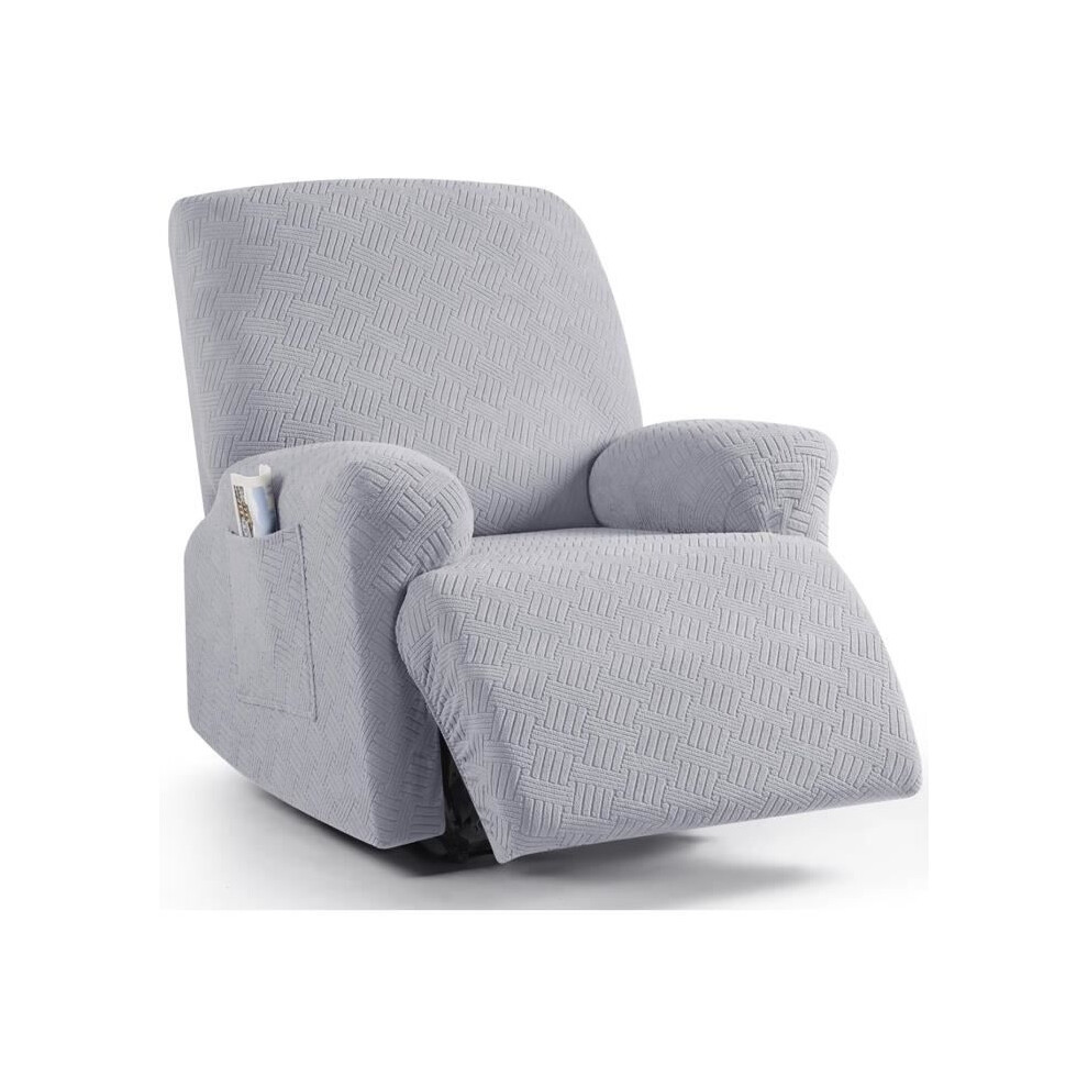 Housse de fauteuil relax - Non spécifié - Extensible - Gris clair - 4 pièces - Antidérapante
