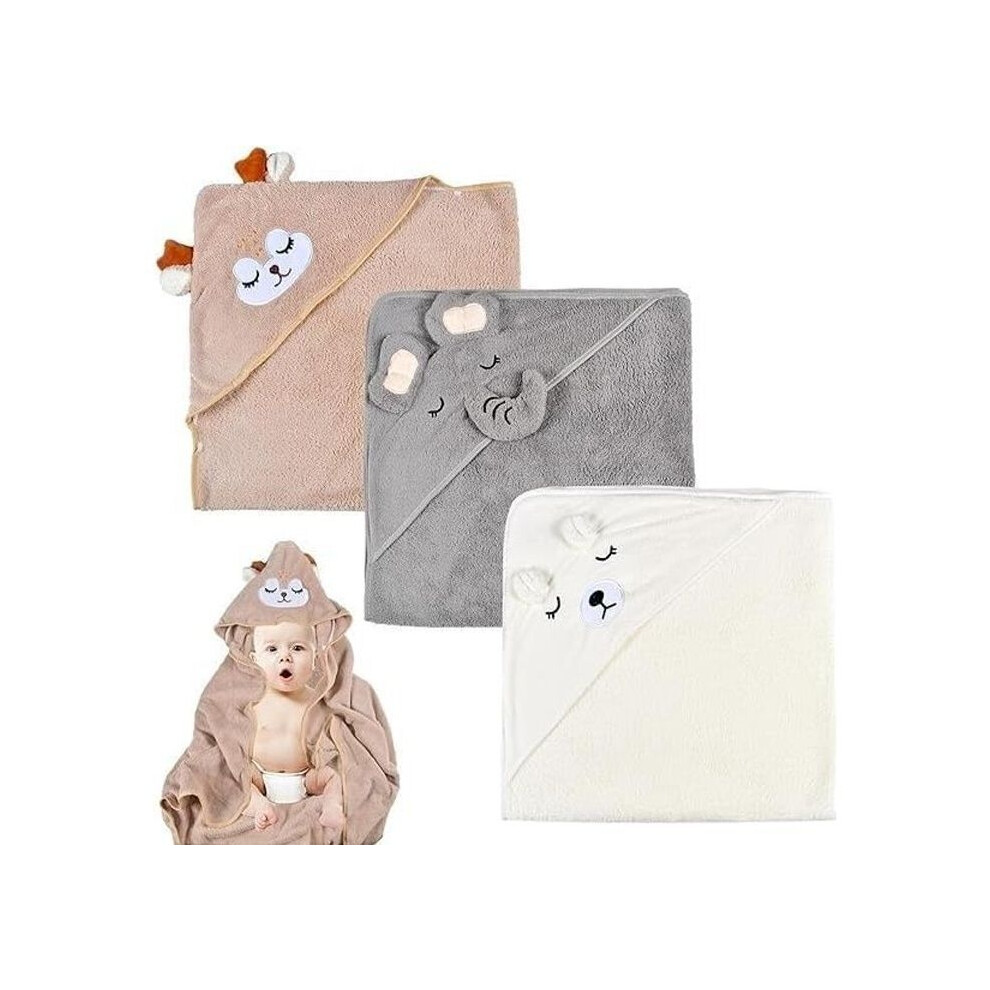 Serviette de bain à capuche pour bébé, 3 pièces, cape de bain pour bébé, serviette à capuche en bambou, serviette de bain super absorbante