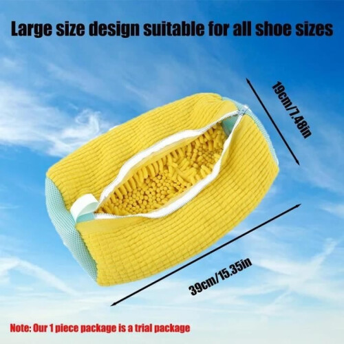 Sacs à linge réutilisables pour chaussures, filets à linge pour machine à laver (2 pièces, jaune) 1