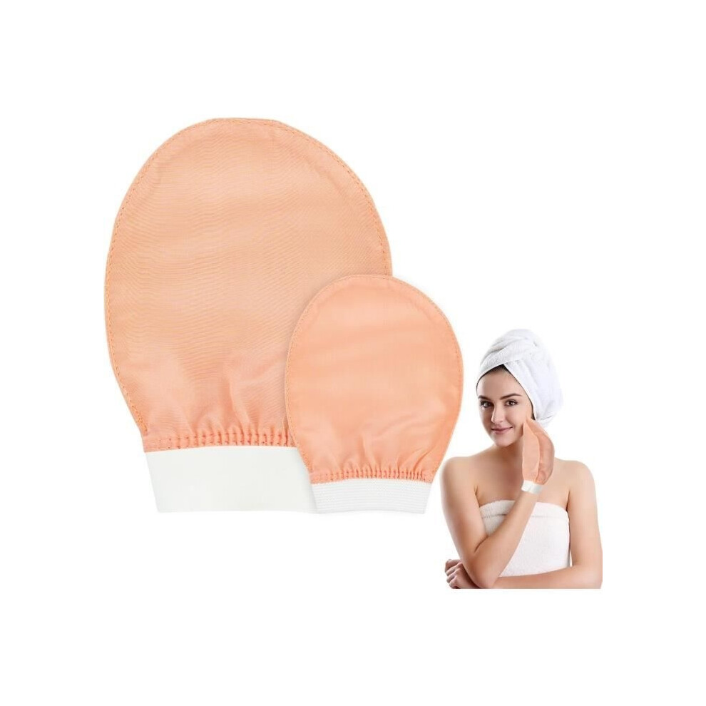 Lot de 2 gants exfoliants en soie naturelle, gommage en soie, gant exfoliant pour le corps, gommage pour peaux sensibles, élimine les cellules mortes