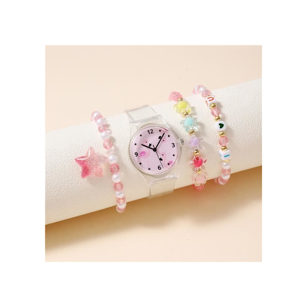 Coffret montre et bracelet pour fille - Bracelet femme + montre femme - Coffret cadeau - 4 pièces pour enfants