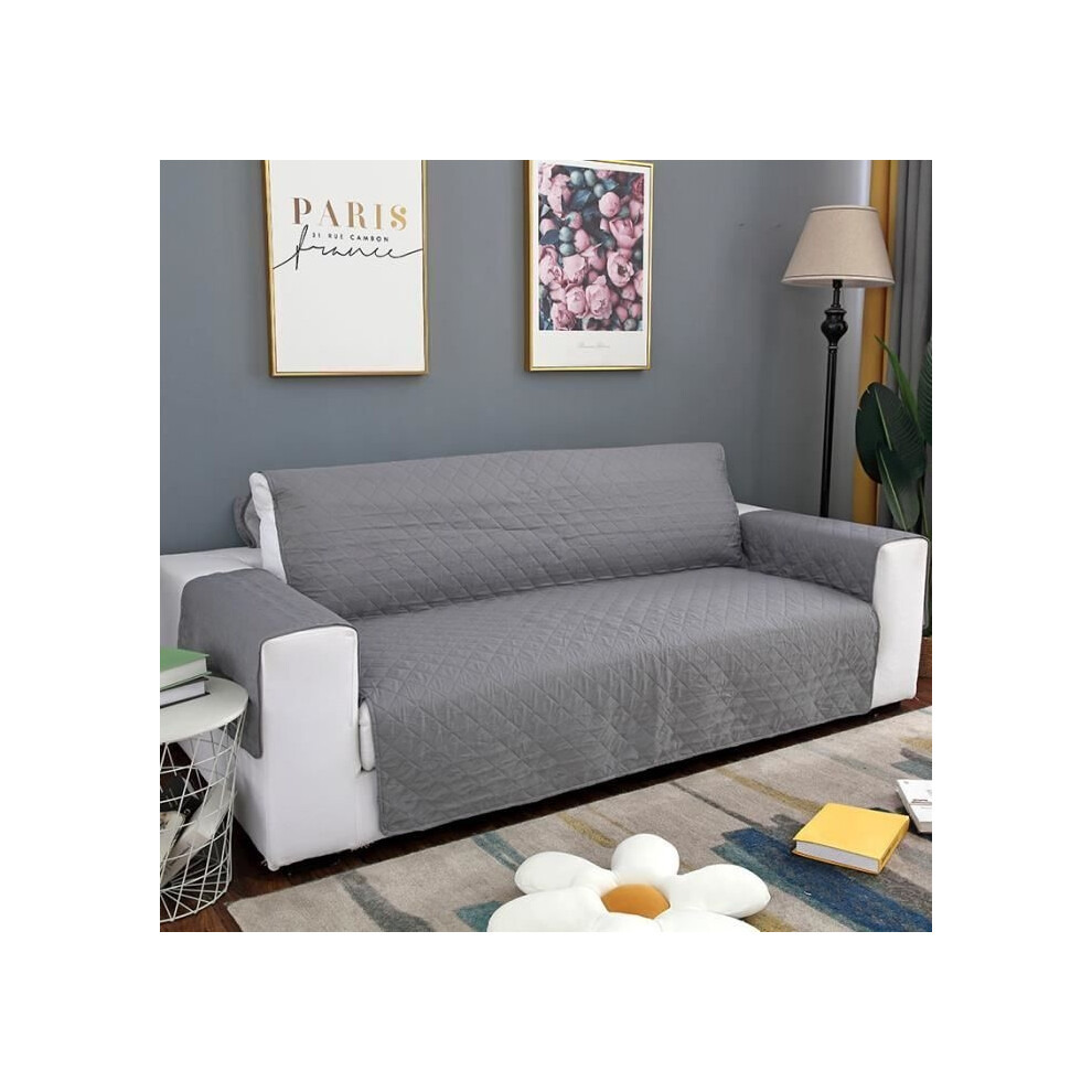 Housse de canapé imperméable (190 x 195 cm) - Protection canapé 3 places, gris