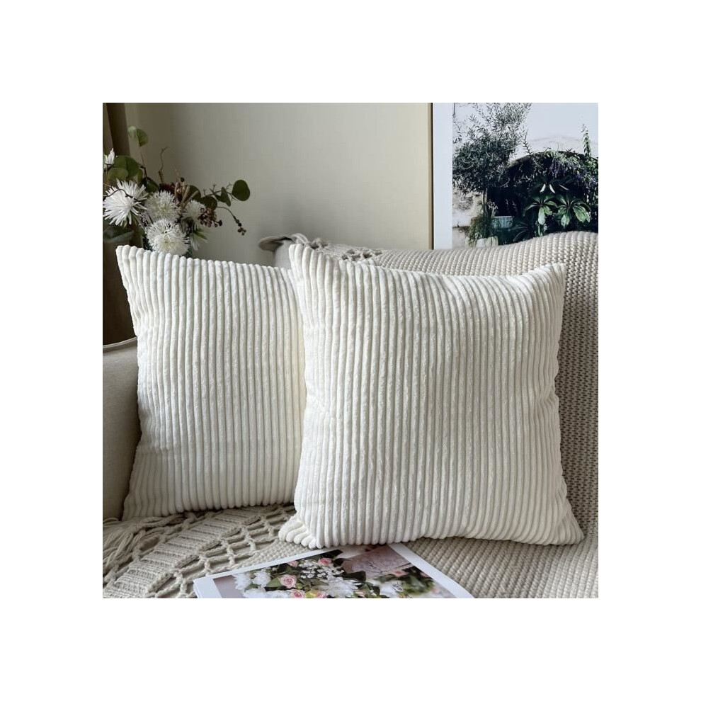 Housse de coussin en velours côtelé, lot de 2 taies d'oreiller décoratives pour canapé, chambre à coucher, décoration d'intérieur 45 x 45 cm