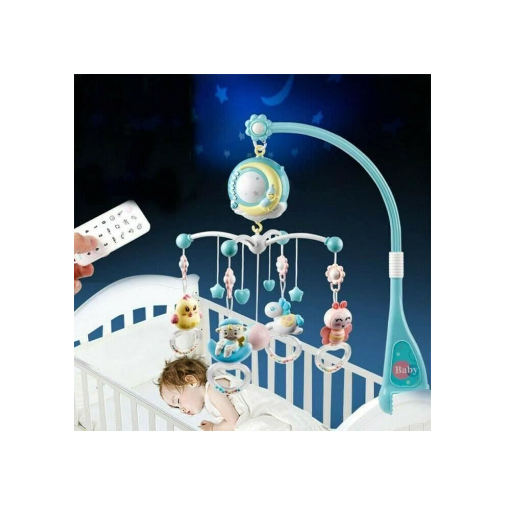 Mobile musical bleu pour bébé - Avec projecteur de plafond - Musique pour dormir - Cloche de lit