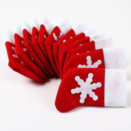 12 mini-chaussettes de Noël - Range-couverts - Fourchette, sac à couteaux - Décorations de table