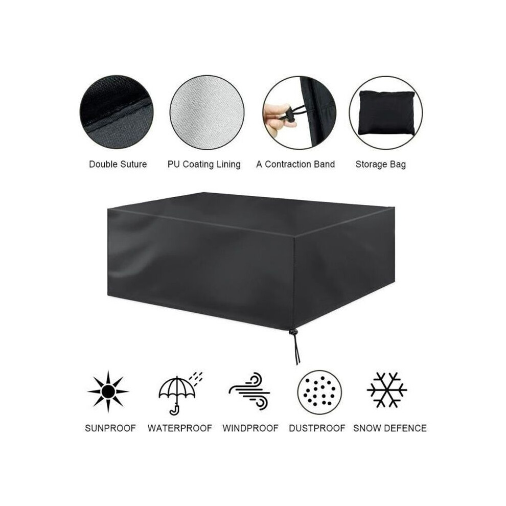 Housse de protection imperméable pour mobilier de jardin, table, banc, extérieur, noir, 213 x 132 x 74 cm