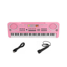 Piano électronique pour enfants, clavier numérique 61 touches avec microphone, cadeau pour filles - Rose