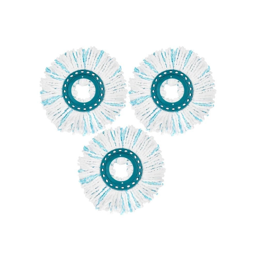 Lot de 3 tampons de nettoyage en microfibre compatibles avec les systèmes de nettoyage à disque Clean Twist de Leifheit. Têtes de rechange en