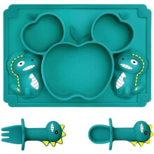 Assiette à ventouse pour bébé, vaisselle en silicone pour bébé, set de table en silicone avec cuillère et fourchette, assiettes portables sans
