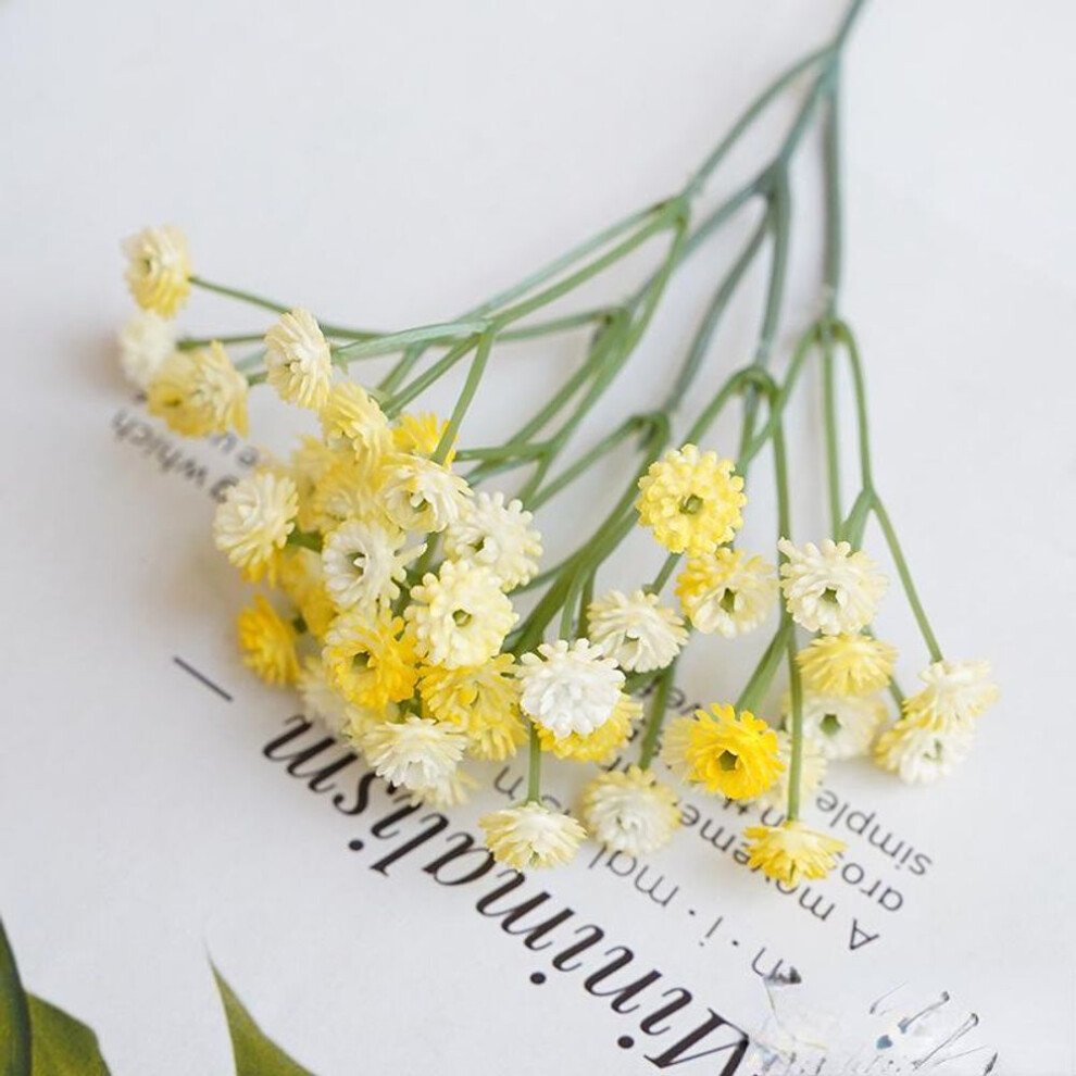 (yellow) 1pc 22cm Artificial Flowers Baby's Breath Bouquet Fake Gypsophila, Home Decor Flower Arrangement Tabletop Vase Accessories,party Diy Wreath