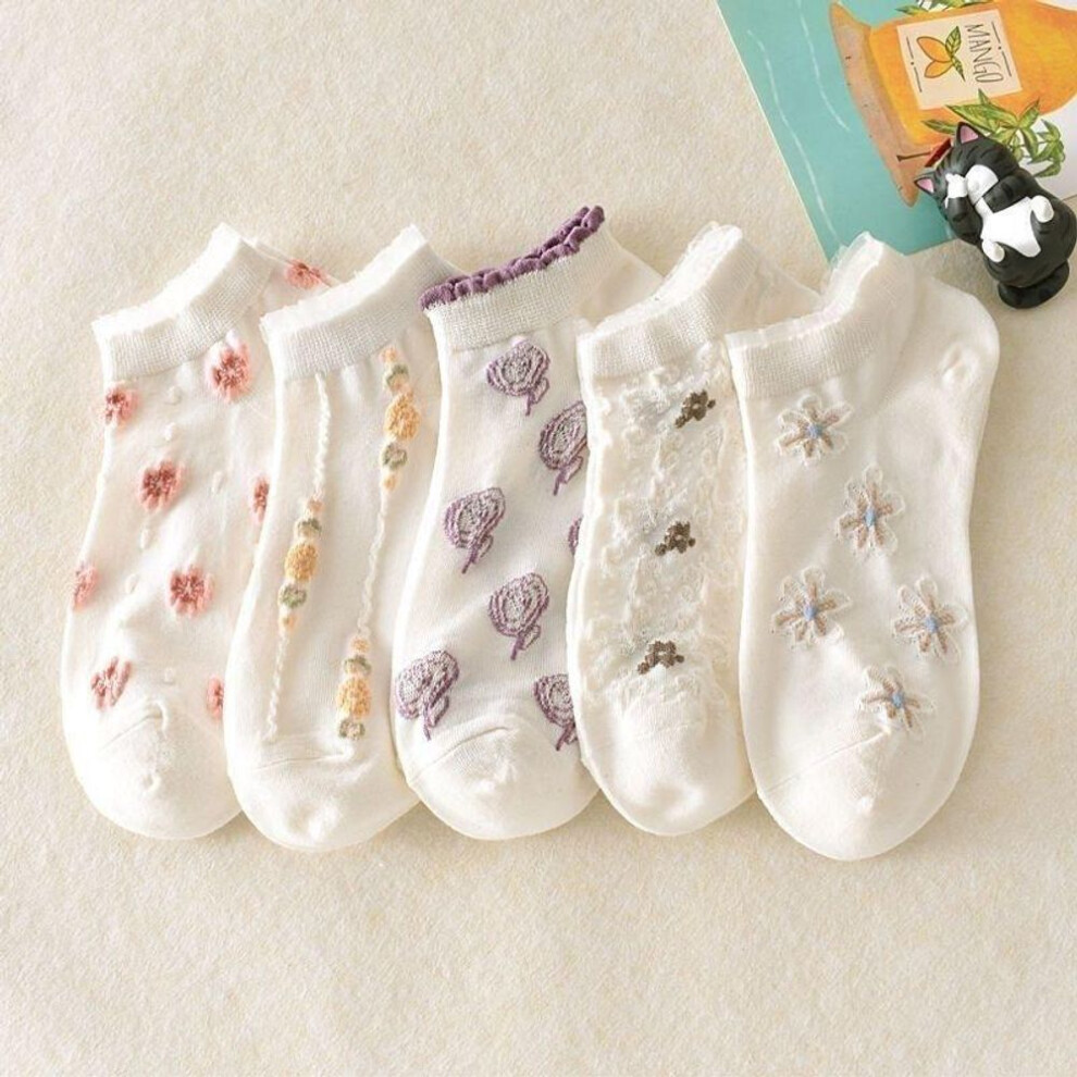 (white, One Size) 5 Pairs Women Sexy Socks Cute Cat Lace Socks Nylon Anime Y2k Socks For Girls Black Breathable Women Socks Sets-image-OPC-PHT6YM5-NEW