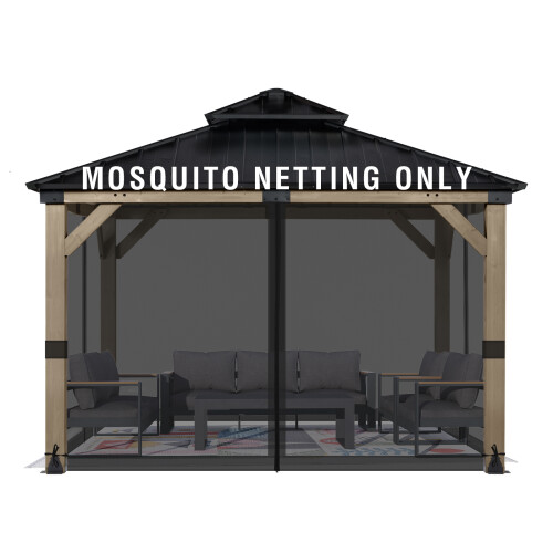 (Black) 10x10 ft Gazebo Replacement Mosquito Netting