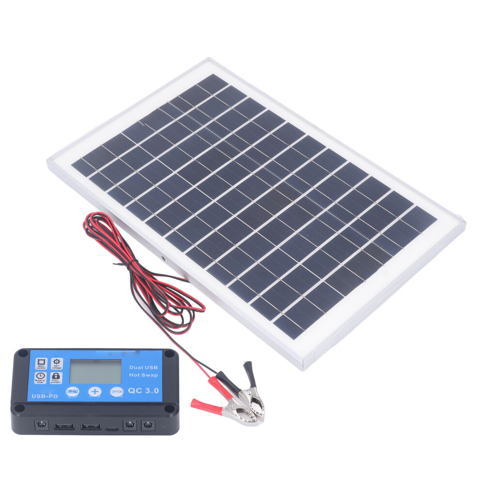 Solar Panel Kit 50W 18V With Mppt Waterproof Charge Controller 3Meter Battery Clamp For Outdoor Rv Boat Trailer Camper 9401318340795