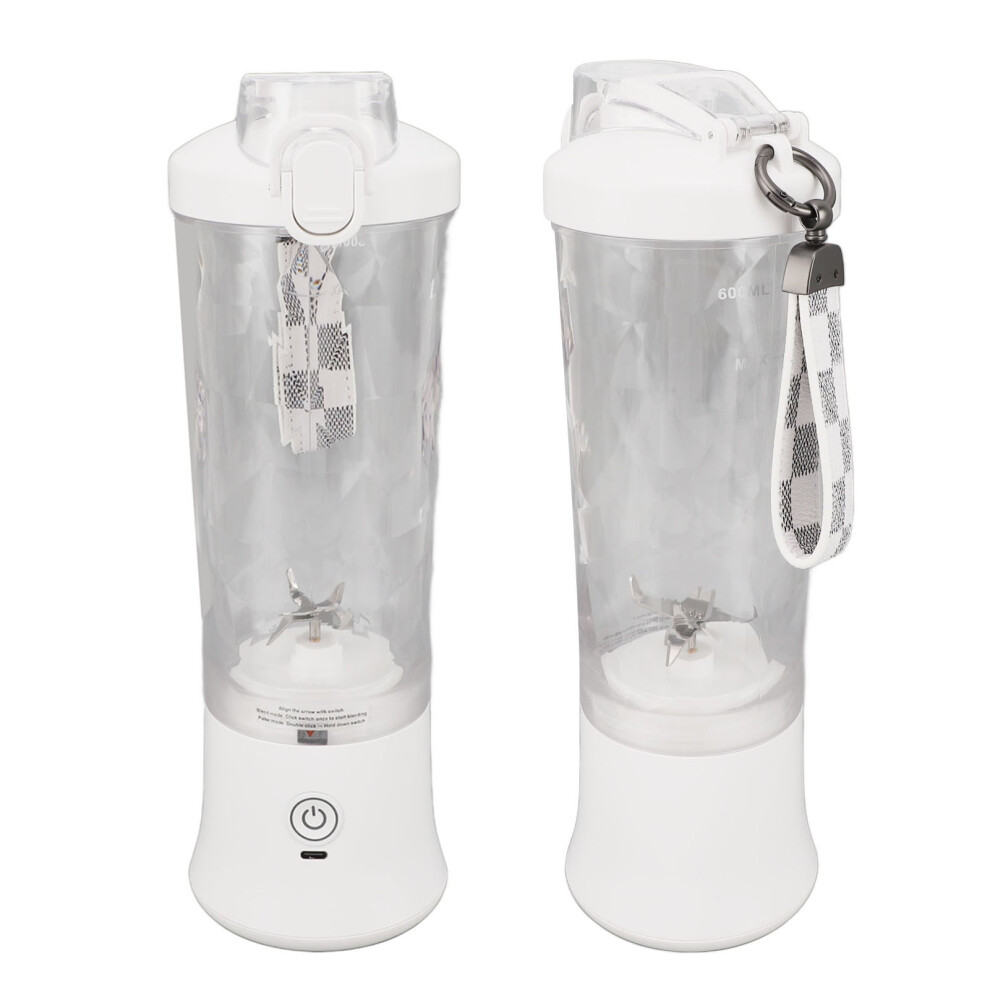 Portable Blender 600ml 2 Modes 150W 18000RPM USB Rechargeable 4000mAh Battery Leakproof Lid Mini Juicer Cup for Shakes White-image-OPC-PHT78K9-NEW