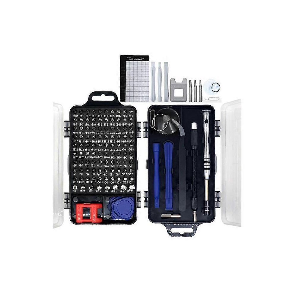 (As show, One size) Precision tool kit 115 in 1 tool repair repair, computer/laptop screwdriver tool iPhone glasses smartphone watch (black)