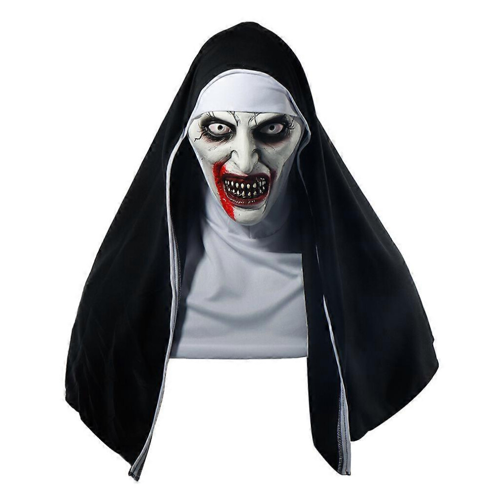 (As show, One size) Halloween mask, Nun Scary Latex Mask, Halloween Party Scary Full Head Costume Mask, halloween decoration, halloween grimace scary
