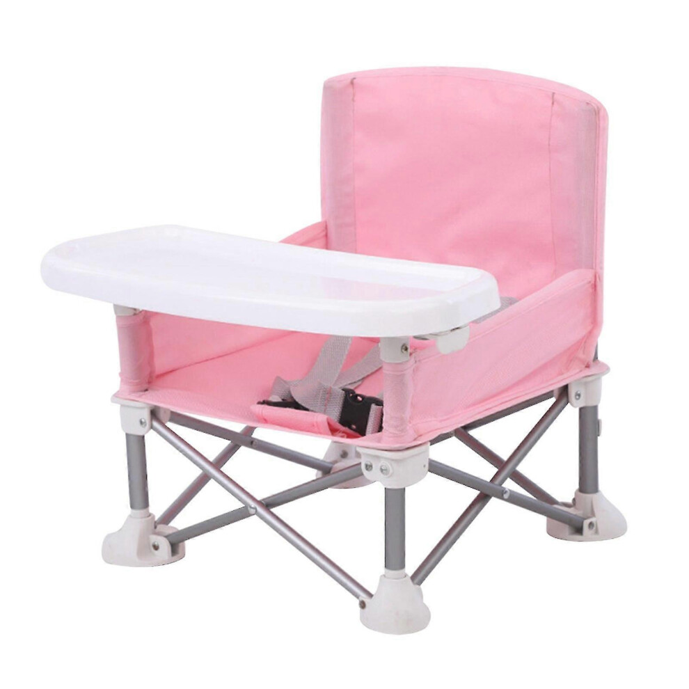 (As show, One size) Children Dining Chair With Tray Portable Foldable Booster Seat Adjustable Detachable Camping Lawn Kids Table Cute Sturdy pink