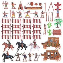 (As show, One size) 43 miniature Indian model figure model Decorated Cowboy Indian figure simulated Indian model