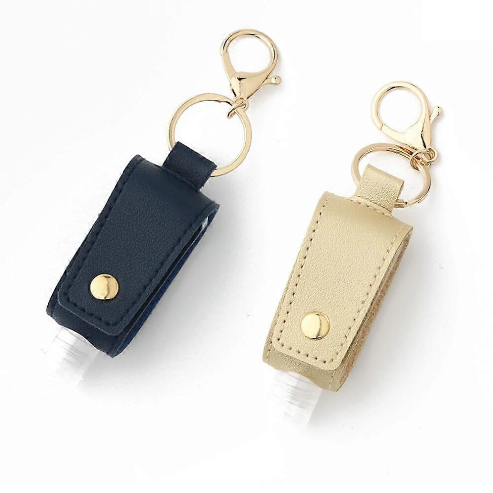 (As show, One size) Portable Empty Travel Bottle Keychain Hand Sanitizer Bottle Holder 2 Pack 1oz / 30ml Small Squeeze Bottle Refillable Containers(A) for Toiletry Shampo